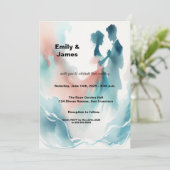Elegant Watercolor Dancing Couple Wedding Invitati 招待状 (スタンド正面)