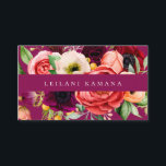 Elegant Watercolor Dark Floral Business Card 名刺<br><div class="desc">Elegant watercolor bohemian style flowers,  feathers and foliage in chic shades of purple,  burgundy,  pink,  peach and green,  business cards.  Background color,  shown in mulberry purple,  can be customized.</div>
