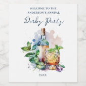 Elegant Watercolor Derby Party  ワインラベル (シングルラベル)