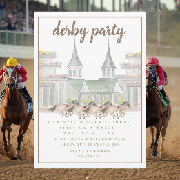 Elegant Watercolor Derby Party Racing Horses 招待状