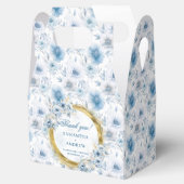 Elegant Watercolor Dusty Blue Gold Wedding Thanks フェイバーボックス (オープン)