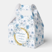 Elegant Watercolor Dusty Blue Gold Wedding Thanks フェイバーボックス (正面サイド)