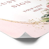 Elegant Watercolor Dusty Pink Flowers Custom Sign ポスター (角)