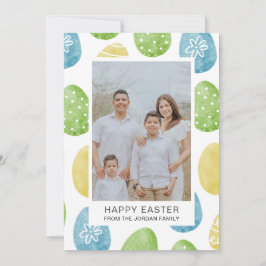 Elegant Watercolor Eggs Pattern Happy Easter Photo シーズンカード