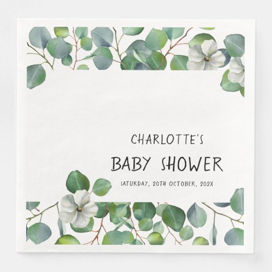 Elegant Watercolor Eucalyptus Baby Shower (正面)