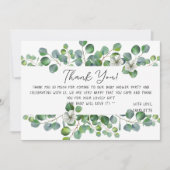 Elegant Watercolor Eucalyptus Baby Shower サンキューカード (正面)