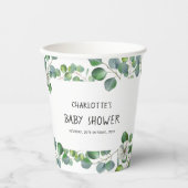 Elegant Watercolor Eucalyptus Baby Shower 紙コップ (正面)