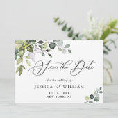 Elegant Watercolor Eucalyptus Greenery Wedding セーブザデート (スタンド正面)