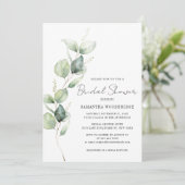 Elegant Watercolor Eucalyptus Script Bridal Shower 招待状 (スタンド正面)