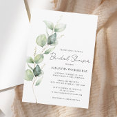 Elegant Watercolor Eucalyptus Script Bridal Shower 招待状