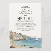 Elegant Watercolor European Destination Wedding 招待状 (正面)