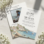 Elegant Watercolor European Destination Wedding 招待状