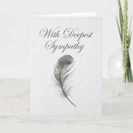 Elegant Watercolor Feather Sympathy Card カード