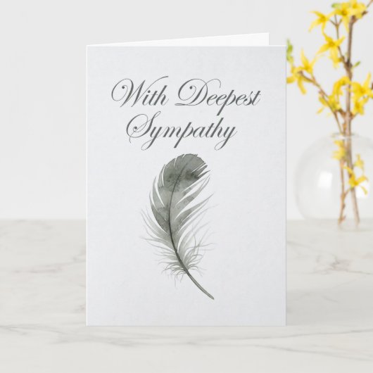 Elegant Watercolor Feather Sympathy Card カード (黄色い花)