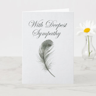 Elegant Watercolor Feather Sympathy Card カード