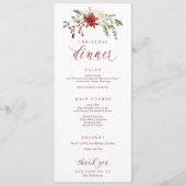 Elegant Watercolor Festive Christmas Dinner Menu メニュー (正面)