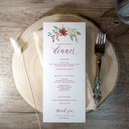 Elegant Watercolor Festive Christmas Dinner Menu メニュー