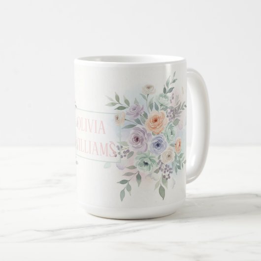 Elegant Watercolor Floral  コーヒーマグカップ (正面右)
