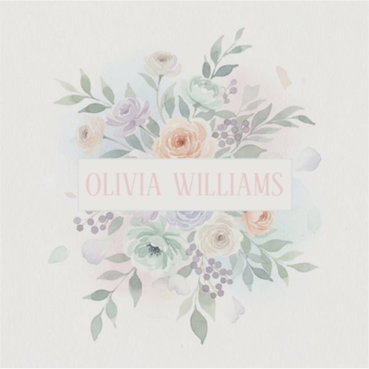 Elegant Watercolor Floral  シール (正面)