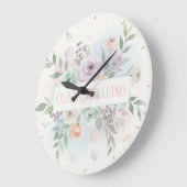 Elegant Watercolor Floral  ラージ壁時計 (傾斜)