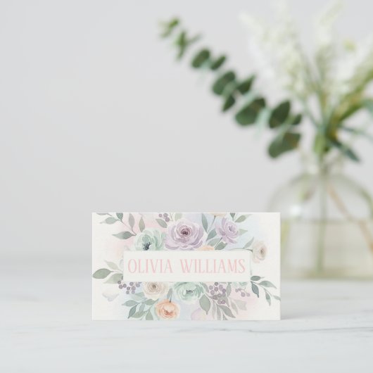 Elegant Watercolor Floral  名刺 (スタンド正面)