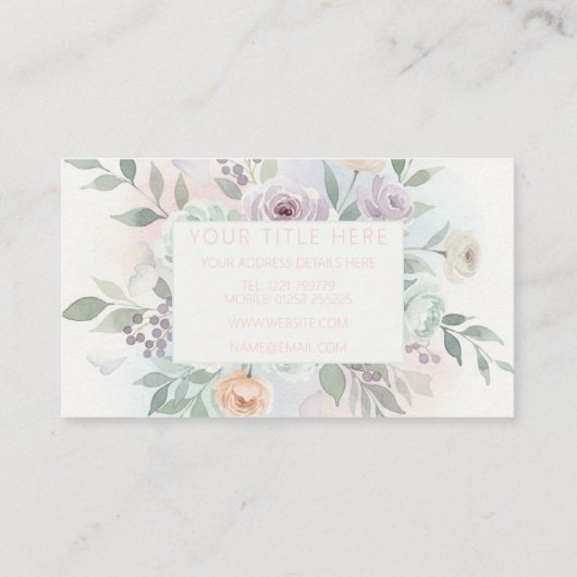 Elegant Watercolor Floral  名刺 (裏面)