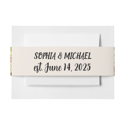 Elegant Watercolor Floral 招待状ベリーバンド (正面例)