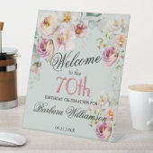 Elegant Watercolor Floral 1070th Birthday Welcome  台座サイン (インサイチュ)
