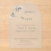 Elegant Watercolor Floral 60th Birthday Frosted アクリル招待状 (正面)