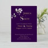 Elegant Watercolor Floral 60th Birthday Rose Gold 箔招待状 (立ち正面)