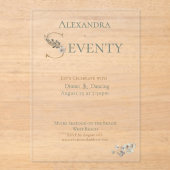 Elegant Watercolor Floral 70th Birthday アクリル招待状 (正面)