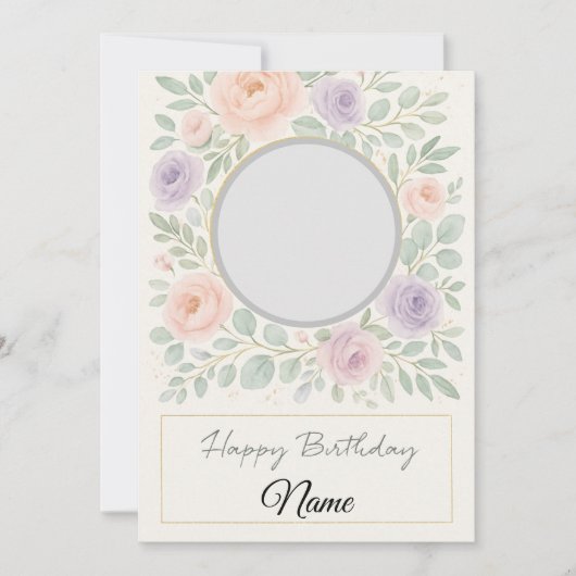 Elegant Watercolor Floral Birthday Card 招待状 (正面)