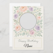 Elegant Watercolor Floral Birthday Card 招待状 (正面/裏面)