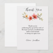 Elegant Watercolor Floral Branch サンキューカード (正面/裏面)