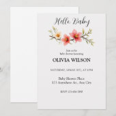 Elegant Watercolor Floral Branch 招待状 (正面/裏面)