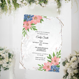 Elegant Watercolor Floral Bridal Shower  招待状