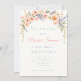 Elegant Watercolor Floral Bridal Shower Invitation 招待状