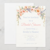 Elegant Watercolor Floral Bridal Shower Invitation 招待状 (正面/裏面)
