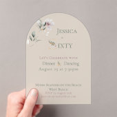 Elegant Watercolor Floral Cream 60th Birthday アクリル招待状 (インサイチュ (ポータブル))