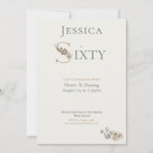 Elegant Watercolor Floral Cream 60th Birthday  招待状 (正面)