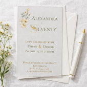 Elegant Watercolor Floral Cream 70th Birthday アクリル招待状