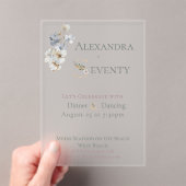 Elegant Watercolor Floral Cream 70th Birthday アクリル招待状 (インサイチュ (ポータブル))