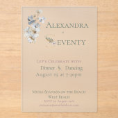 Elegant Watercolor Floral Cream 70th Birthday アクリル招待状 (正面)