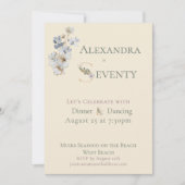 Elegant Watercolor Floral Cream 70th Birthday  招待状 (正面)