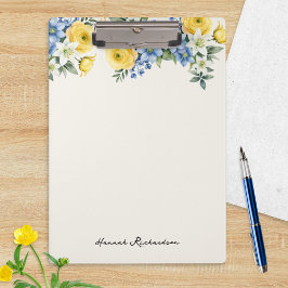 Elegant Watercolor Floral Custom Name クリップボード