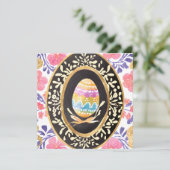 Elegant Watercolor Floral Easter Egg with Gold  シーズンカード (スタンド正面)