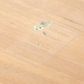 Elegant Watercolor Floral Gold Text 70th Birthday  アクリル招待状 (レイダウン)