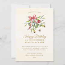Elegant Watercolor Floral Happy Birthday Greeting