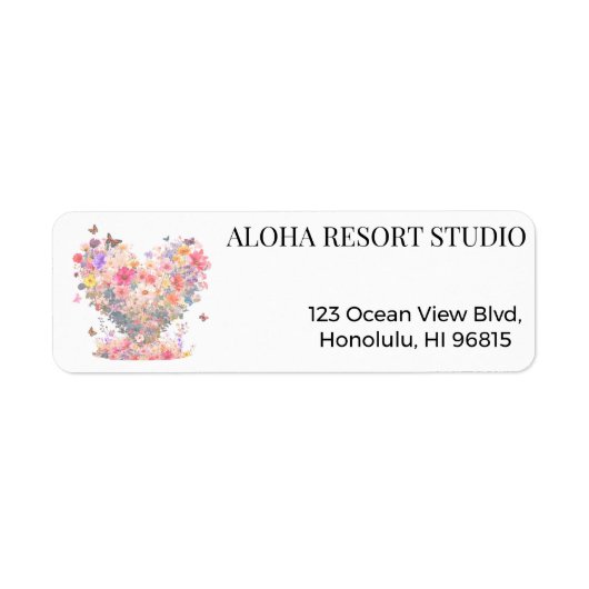 Elegant Watercolor Floral Heart  ラベル (正面)