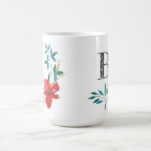 Elegant Watercolor Floral Monogram コーヒーマグカップ (中央)